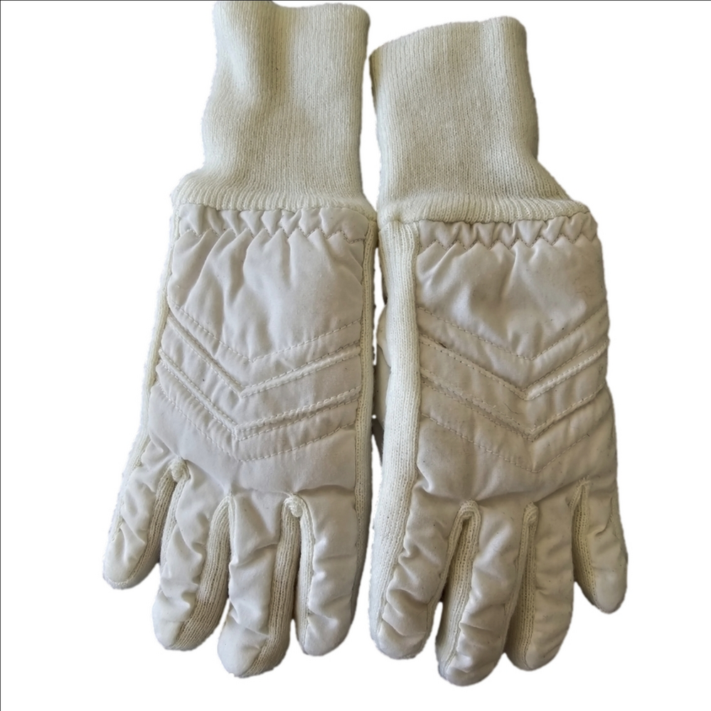 White Quilted Ski Gloves